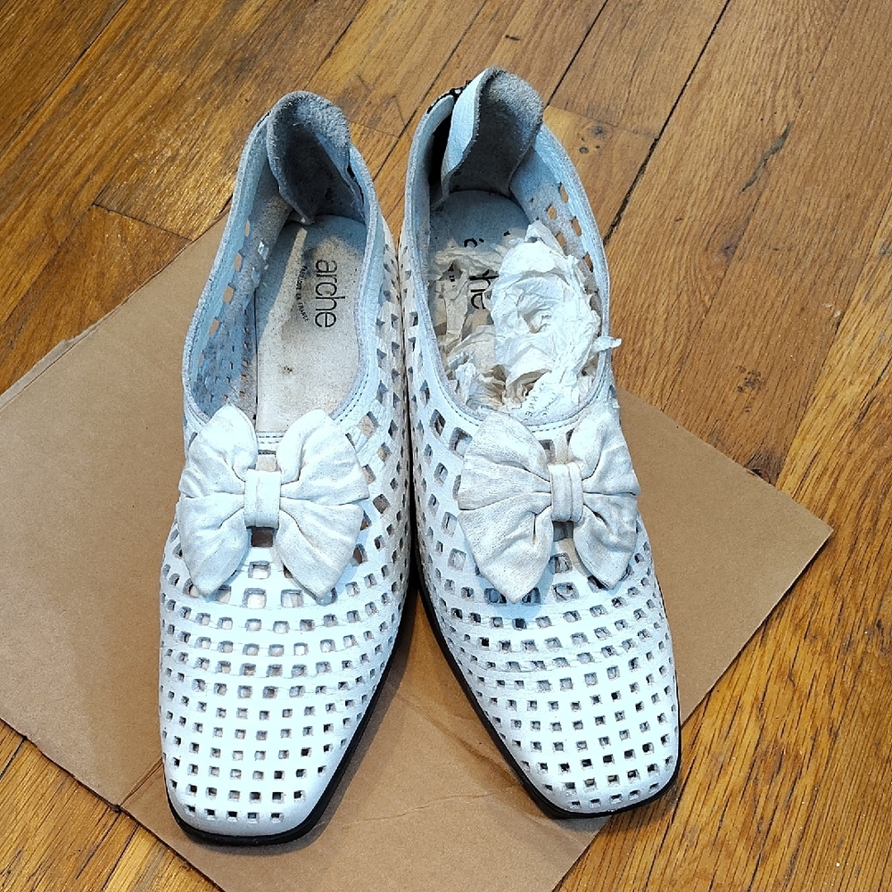 Adore White Cutout Bow Loafers